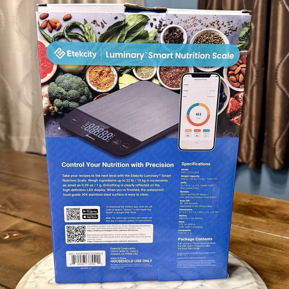 NEW Etekcity Luminary Smart Nutrition Food Scale Bluetooth Kitchen Digital Scale